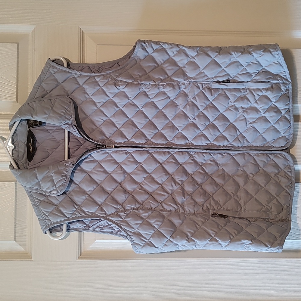 EDDIE BAUER, Size L,  Powder Blue Goose Down Quilted Vest.